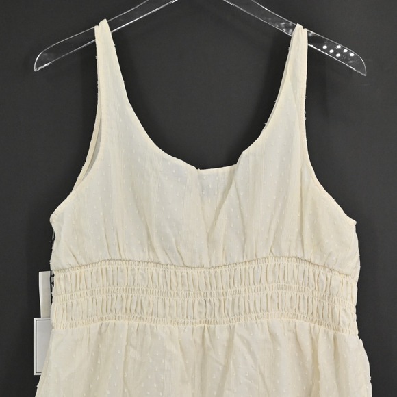 1 STATE Dress Sz XL Midi Smocked Waist Cotton Swiss Dot Cottagecore Prairie NEW - Picture 9 of 11